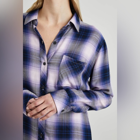 Rails Hunter Shirt – Size Medium | Orchid Navy Plaid & Check - Picture 3 of 14